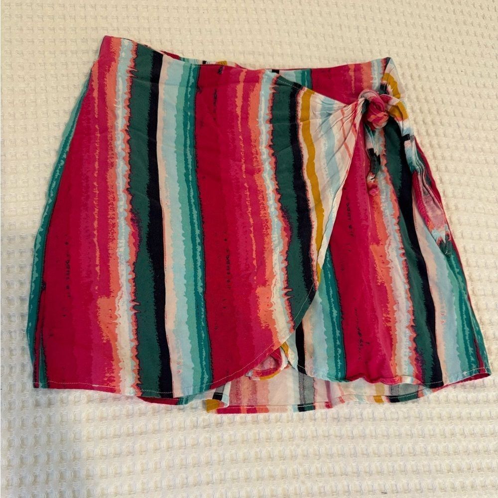 Zac and Rachel colorful striped faux tie spring summer skort size 8